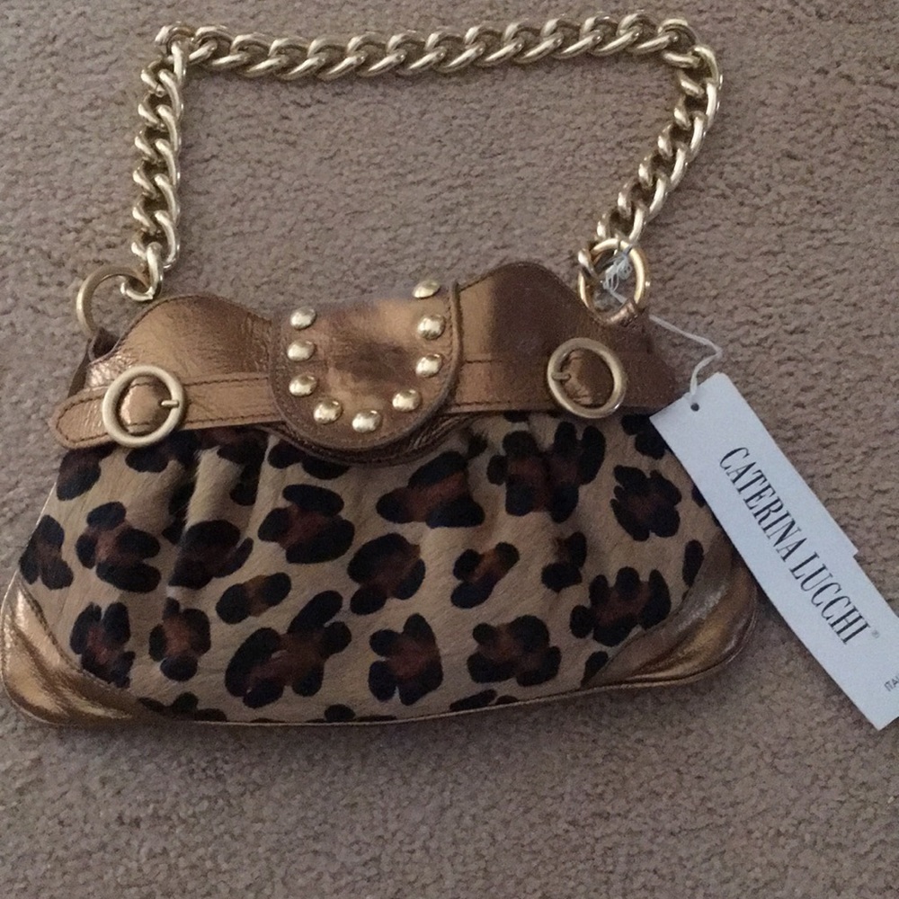 Caterina Lucchi Gold/Leopard Purse